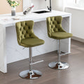 Swivel Velvet Barstools Adjusatble Seat Height From 25 33 Inch, Modern Upholstered Chrome Base Bar Stools With Backs Comfortable Tufted For Home Pub And Kitchen Island, Olive Green,Set Of 2,1712Ol Olive Green Dining Room American Design Bar Stools Foam