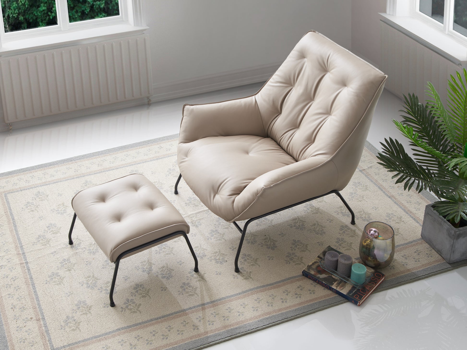 Zusa Accent Chair, Khaki Top Grain Leather Ac02381 Khaki Leather