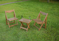 Hips Material Outdoor Bistro Set Foldable Small Table And Chair Set With 2 Chairs And Rectangular Table, Teak Teak Hdpe