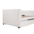 Twin Size Upholstered Daybed With Ergonomic Design Backrest And Trundle, Beige Beige Velvet