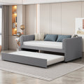 Twin Size Upholstered Daybed With Ergonomic Design Backrest And Trundle, Gray Gray Velvet