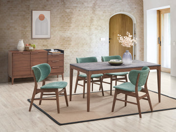 Bevis Dining Table, Stone & Walnut Finish Dn02312 Stone Gray Wood