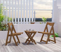 Hips Material Outdoor Bistro Set Foldable Small Table And Chair Set With 2 Chairs And Rectangular Table, Teak Teak Hdpe