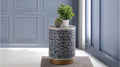 Luxe End Table Navy Navy Primary Living Space Modern Tabeltop Round Coffee & End Tables Round Wood Pedestal