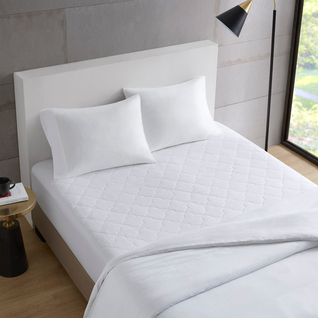 Cotton Percale Quilted Mattress Pad White Cotton