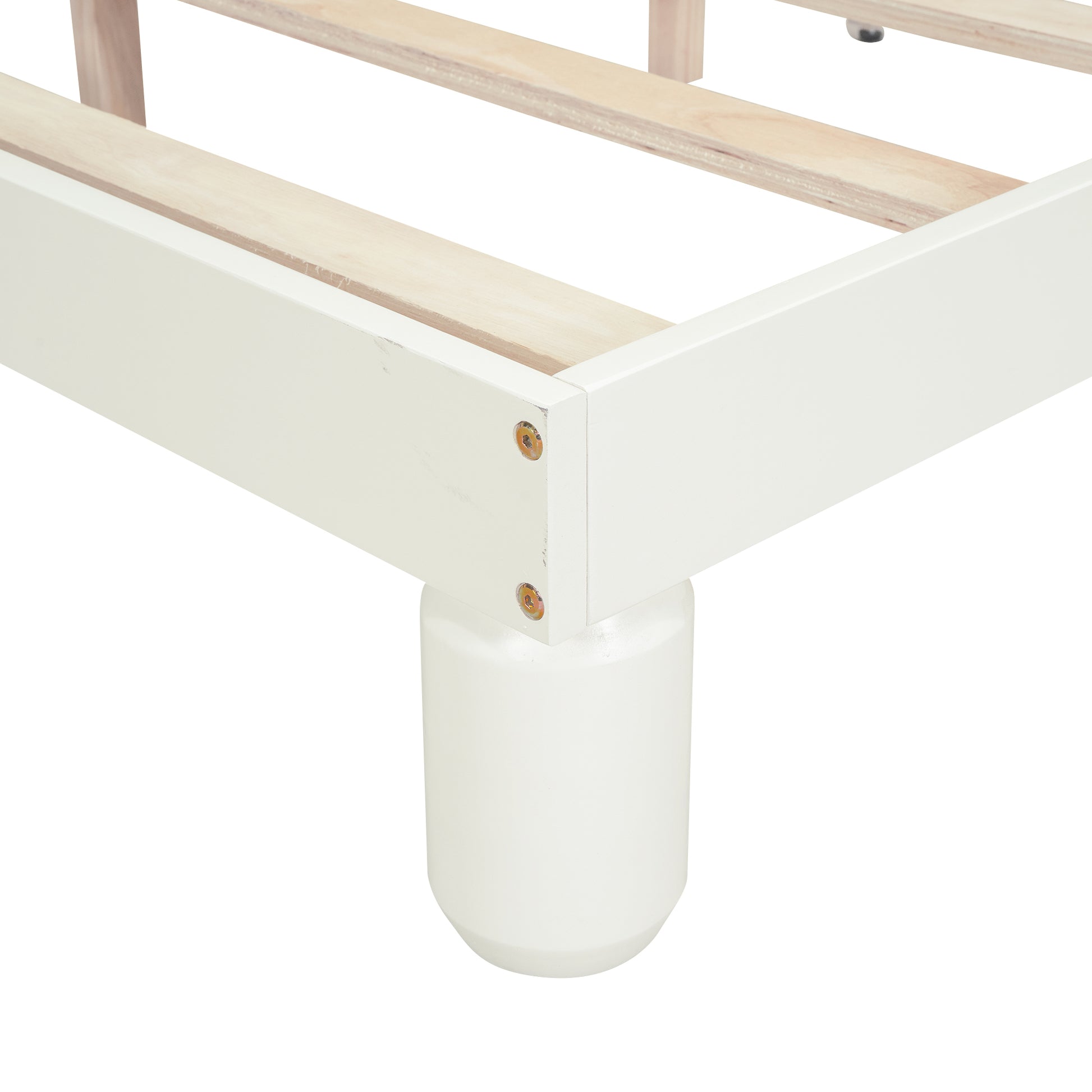 Twin Size Platform Bed With Bear Ears Shaped Headboard And Led, Cream White Box Spring Not Required Twin Cream White Wood Bedroom Solid Wood Mdf