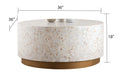 Luxe Coffee Table Ivory Ivory Primary Living Space Modern Tabeltop Round Coffee & End Tables Round Solid Wood Mdf Wood Pedestal