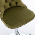 Swivel Velvet Barstools Adjusatble Seat Height From 25 33 Inch, Modern Upholstered Chrome Base Bar Stools With Backs Comfortable Tufted For Home Pub And Kitchen Island, Olive Green,Set Of 2,1712Ol Olive Green Dining Room American Design Bar Stools Foam