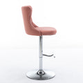 Swivel Velvet Barstools Adjusatble Seat Height From 25 33 Inch, Modern Upholstered Chrome Base Bar Stools With Backs Comfortable Tufted For Home Pub And Kitchen Island, Pink,Set Of 2,1712Pk Pink Dining Room American Design Bar Stools Foam Velvet