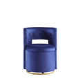 360 Swivel Accent Chair With Storage Function, Velvet Curved Chair With Gold Metal Base For Living Room, Nursery, Bedroom Video Blue Velvet