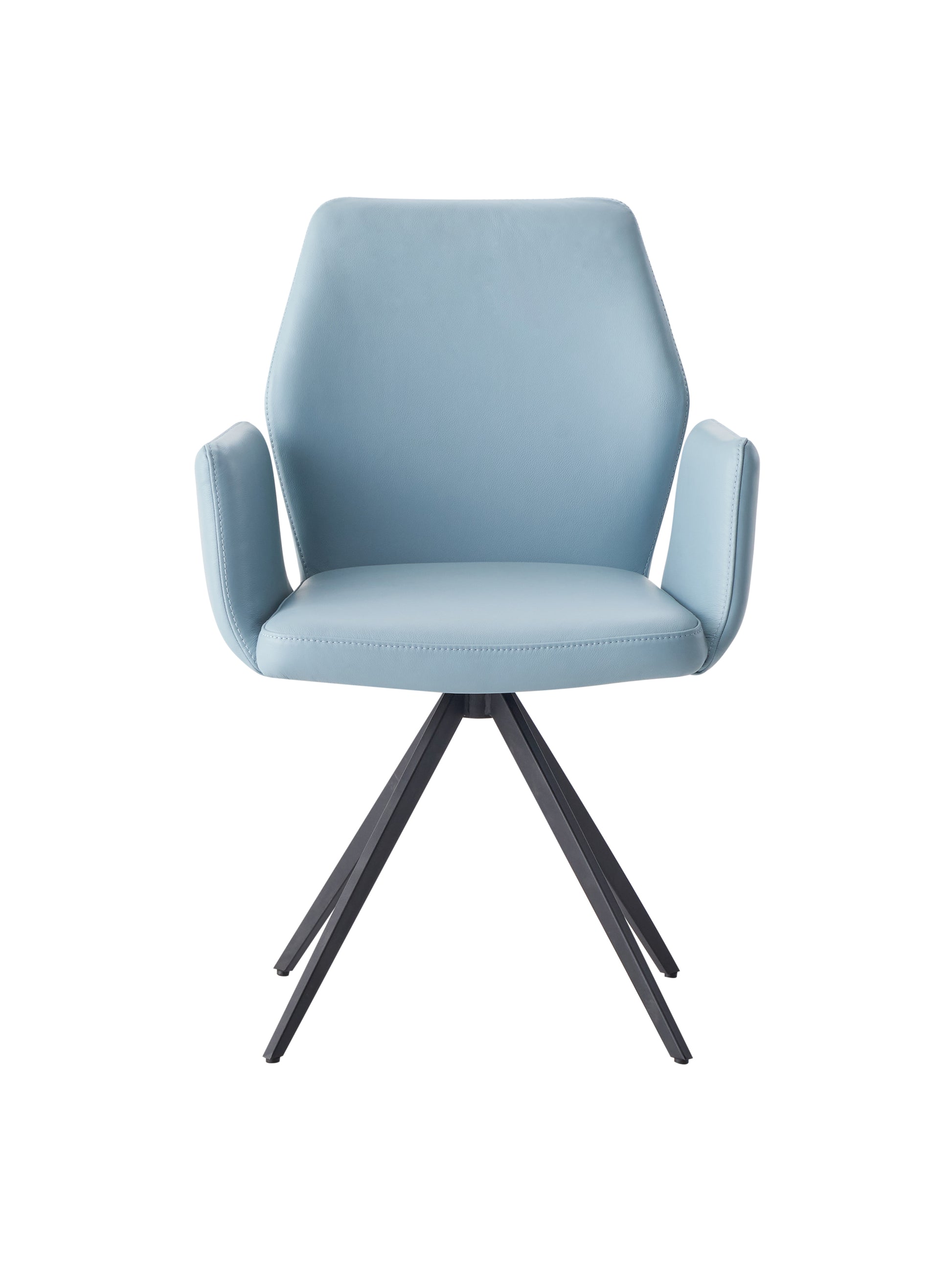 Segismunda Side Chair W Swivel, Light Blue Leather & Black Finish Dn02403 Light Blue Leather