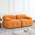 Modular Sectional Sofa, Button Tufted Designed And Diy Combination,L Shaped Couch With Reversible Ottoman, Orange Velvet Orange Velvet Wood Soft Tight Back Eucalyptus Pillow Top Arms Foam Spring