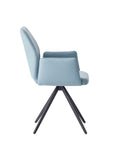 Segismunda Side Chair W Swivel, Light Blue Leather & Black Finish Dn02403 Light Blue Leather