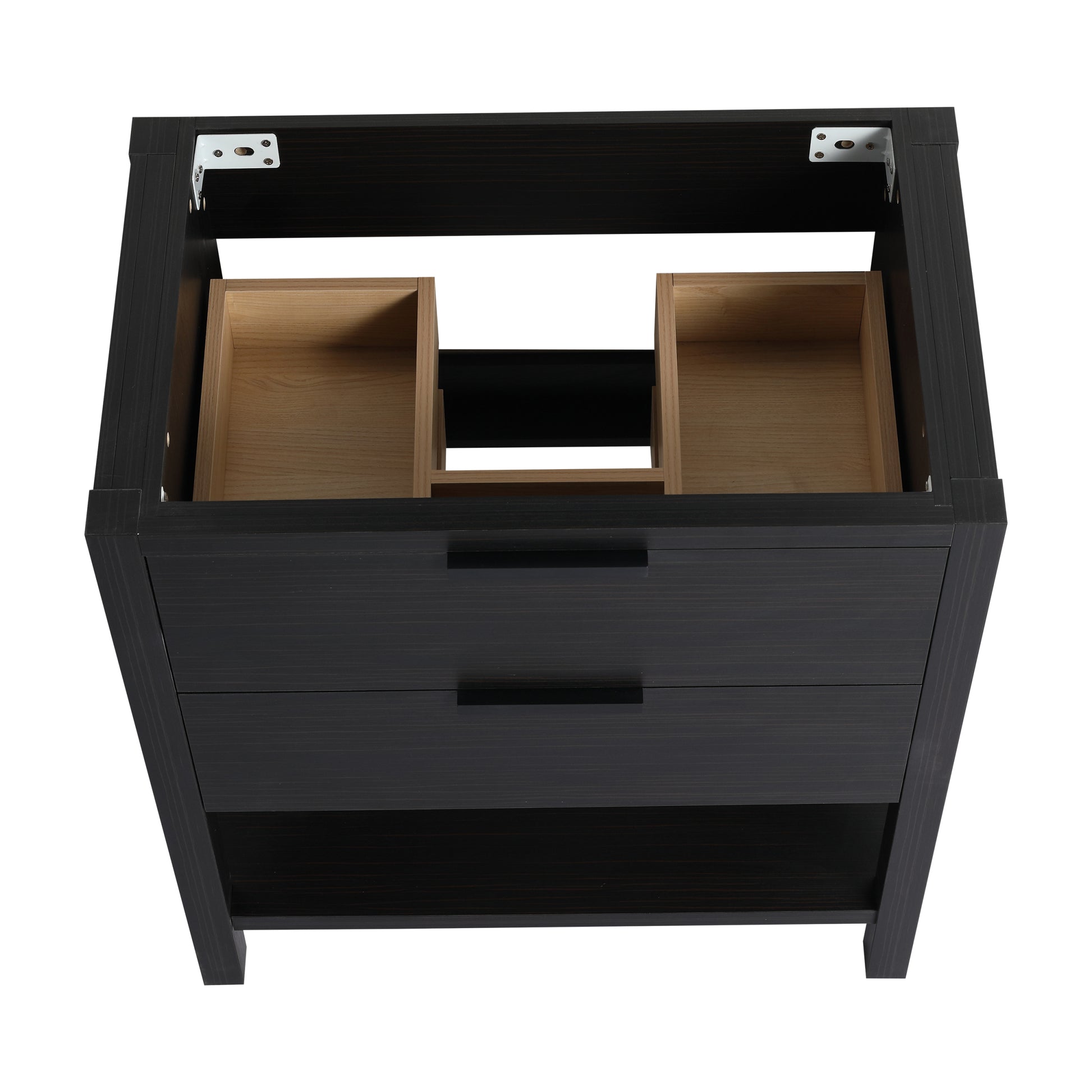 30 Inch Bathroom Vanity With Sink And 2 Soft Close Drawers Bvb01030Bct Bl9075B 2 Black Chestnut 1 Bathroom Freestanding Modern Plywood