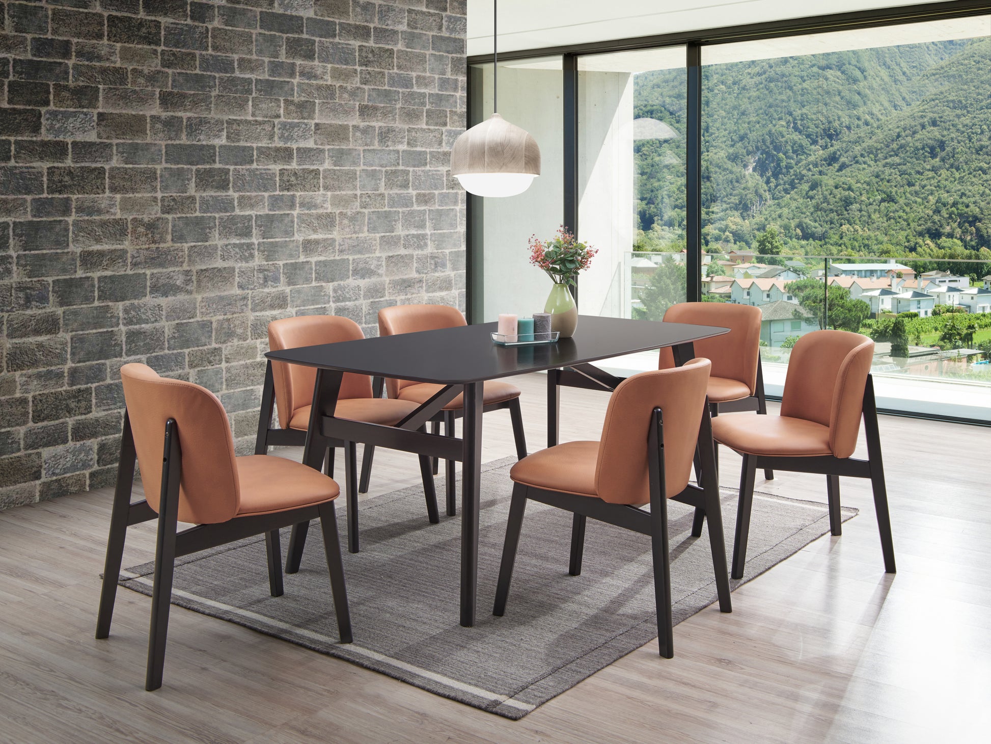 Eliora Dining Table, Black Finish Dn02366 Black Wood