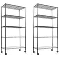 2 Pack 5 Tier Shelf Wire Shelving Unit, Nsf Heavy Duty Wire Shelf Metal Large Storage Shelves Height Adjustable Utility For Garage Kitchen Office Commercial Shelving Steel Layer Shelf Black Black Iron Plastic