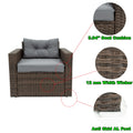 6 Piece Patio Rattan Wicker Outdoor Furniture Conversation Sofa Set With Removeable Cushions And Temper Glass Tabletop Brown Foam Rattan