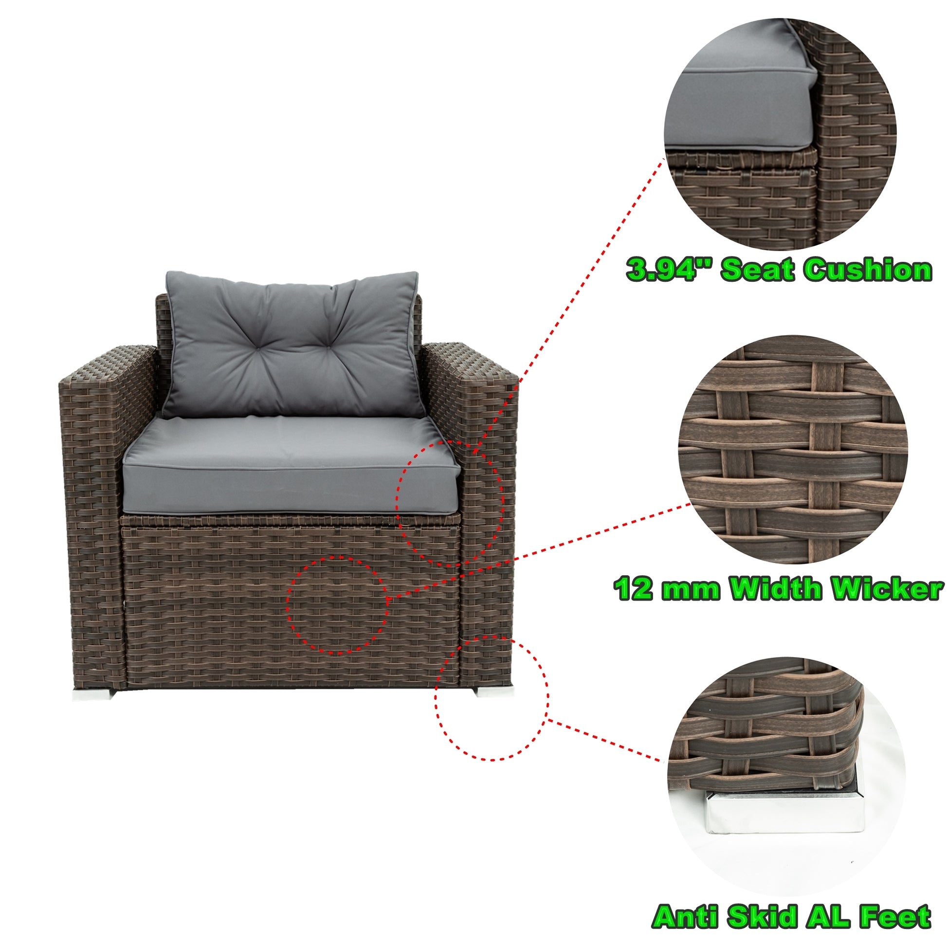 6 Piece Patio Rattan Wicker Outdoor Furniture Conversation Sofa Set With Removeable Cushions And Temper Glass Tabletop Brown Foam Rattan