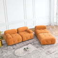 Modular Sectional Sofa, Button Tufted Designed And Diy Combination,L Shaped Couch With Reversible Ottoman, Orange Velvet Orange Velvet Wood Soft Tight Back Eucalyptus Pillow Top Arms Foam Spring