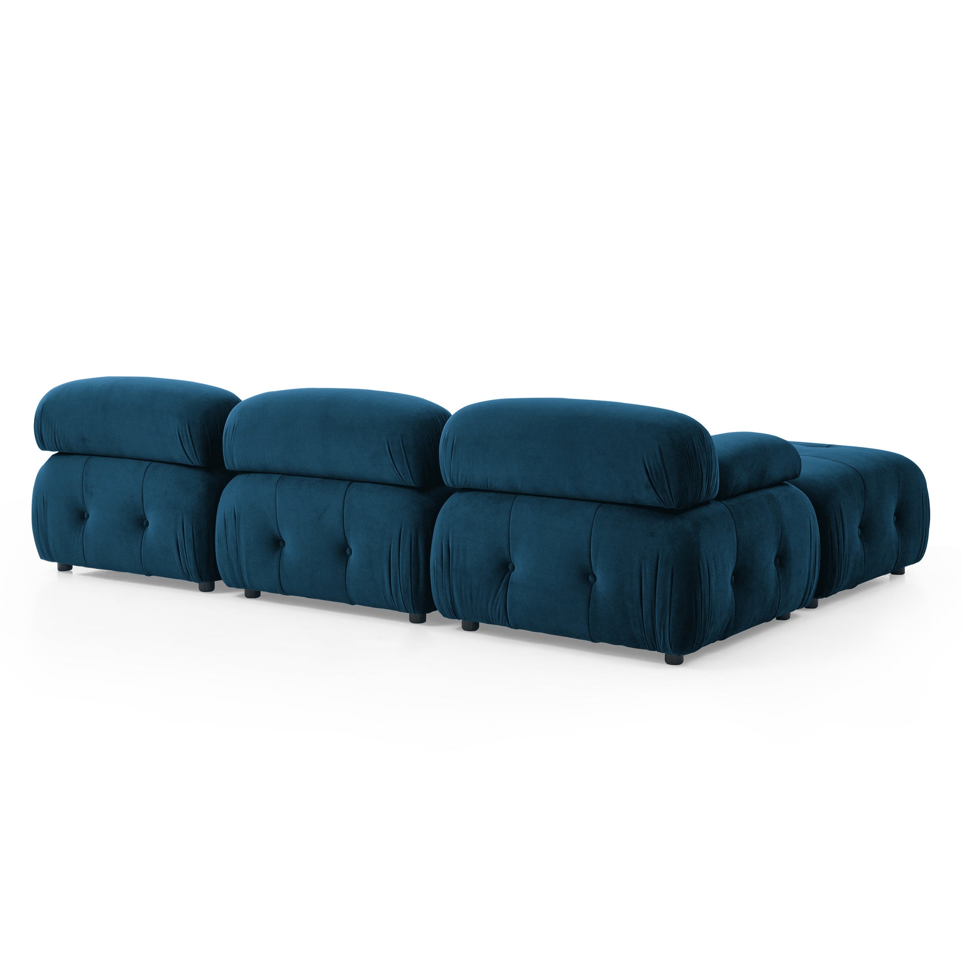 Modular Sectional Sofa, Button Tufted Designed And Diy Combination,L Shaped Couch With Reversible Ottoman, Navy Velvet Navy Velvet Wood Soft Tight Back Eucalyptus Pillow Top Arms Foam Spring