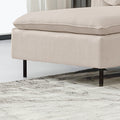 L Shaped Linen Sectional Sofa With Left Chaise Right Facing Chaise ,Beige Beige Fabric 3 Seat