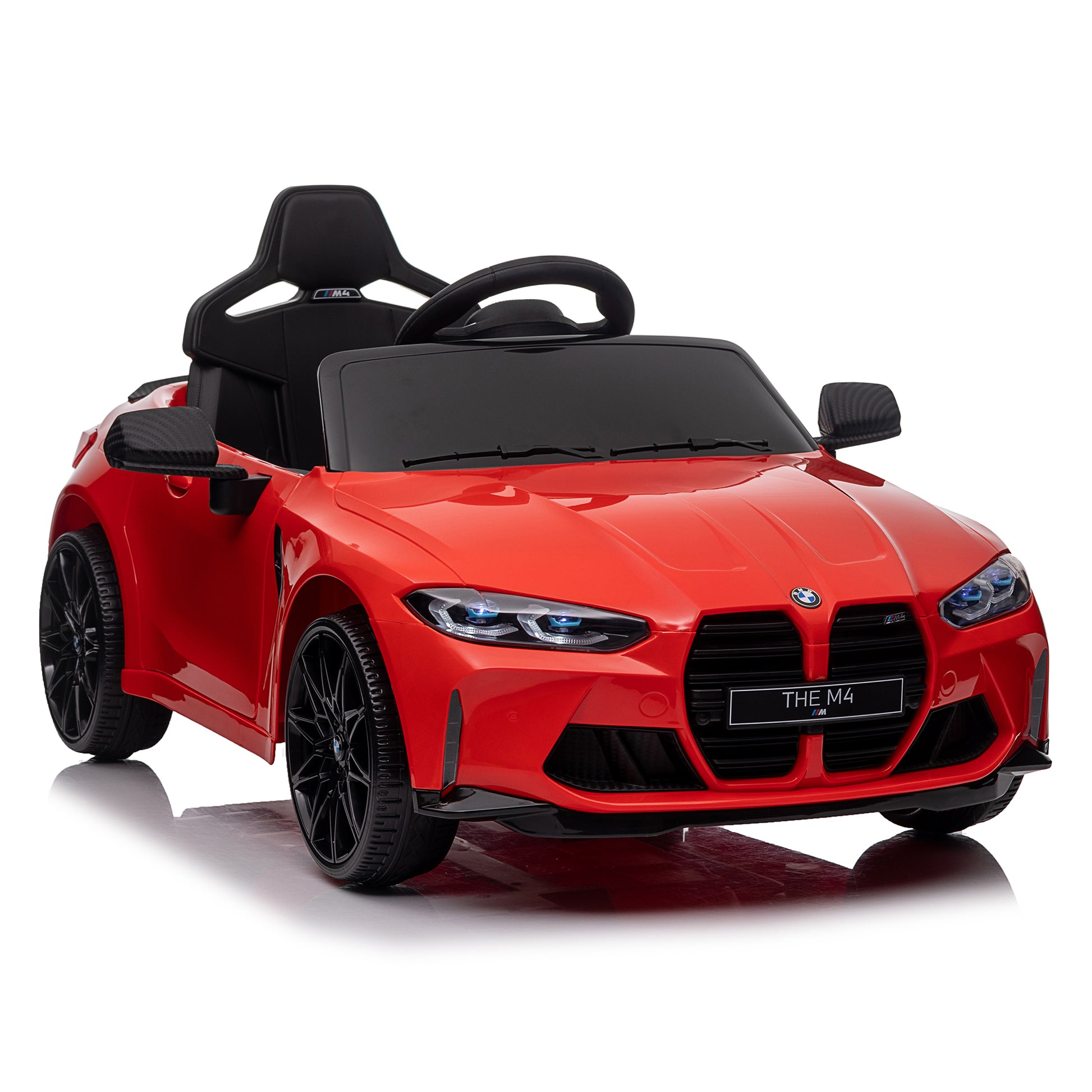 Bmw M4 12V Kids Ride On Toy Car 2.4G W Parents Remote Control,Three Speed Adjustable,Power Display, Usb,Mp3 ,Bluetooth,Led Light,Story,A Handle With Wheels And A Pull, Easy To Carry Red Polyethylene