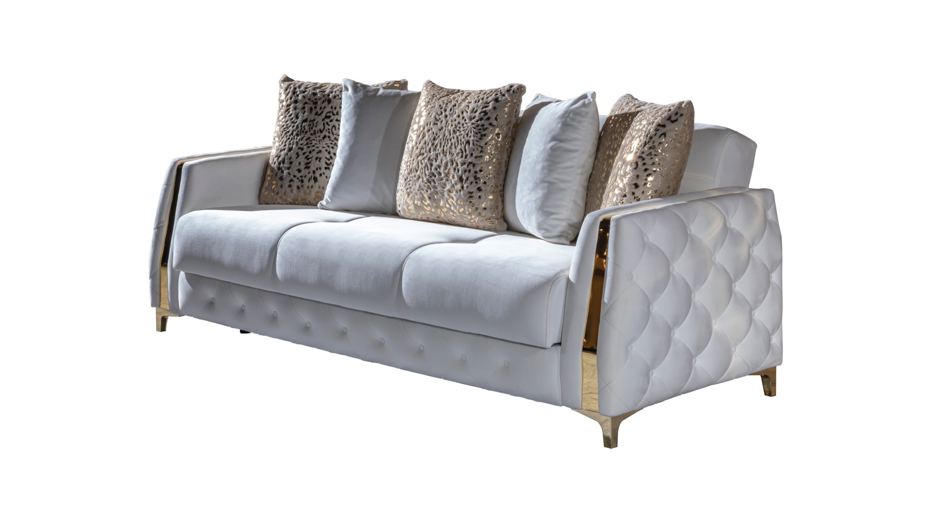 Lust Modern Style Sofa In Off White Off White Wood Primary Living Space Modern Upholstered Wood