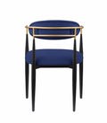 Modern Contemporary 5Pc Dining Set Black Sintered Stone Table And Blue Chairs Fabric Upholstered Stylish Furniture Black Blue Seats 4 Dining Room 60 Inches Contemporary,Modern,Ultra Modern Rectangular Dining Table With Chair Sintered Stone