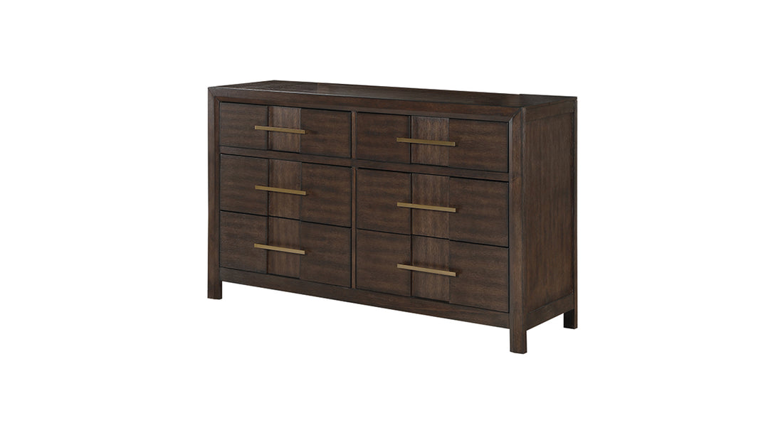 Kenzo Modern Style 6 Drawer Dresser Made With Wood In Walnut Walnut Bedroom Contemporary,Modern Solid Wood Mdf Wood