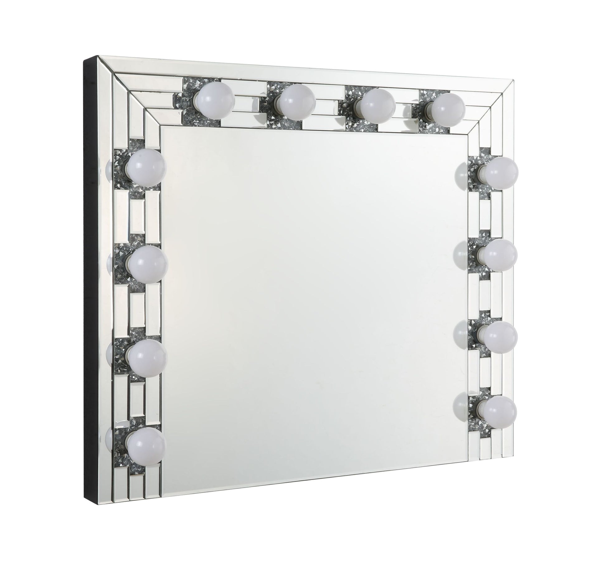 Noralie Accent Mirror Mirrored & Faux Diamonds Ac00761 Silver Glass