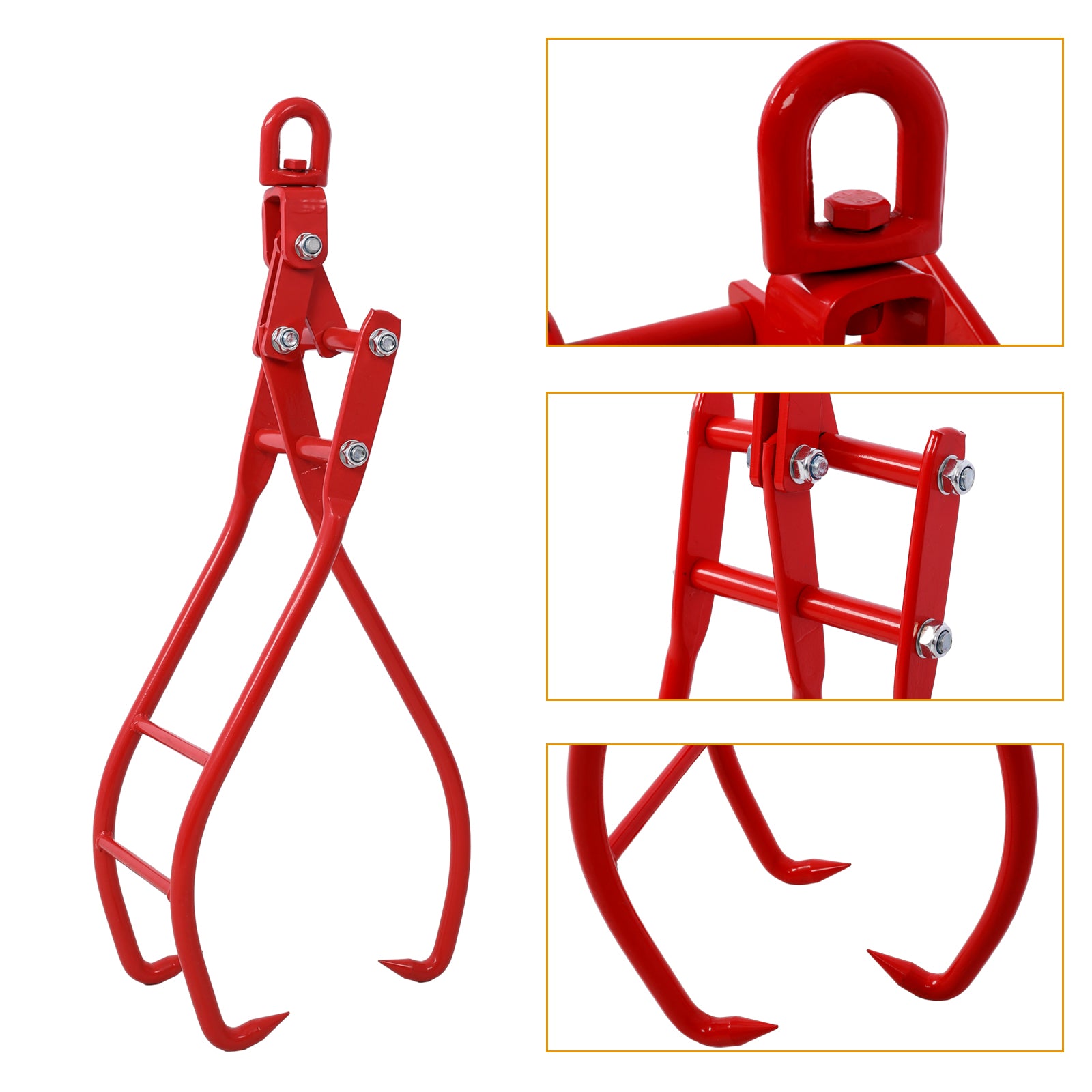 36In 3 Claw Log Grapple For Logging Tongs, Eagle Claws Design Log Lifting Tongs Log Grabs, Timber Lifting Tongs For Truck, Atv, Tractor And Skidder Red Steel