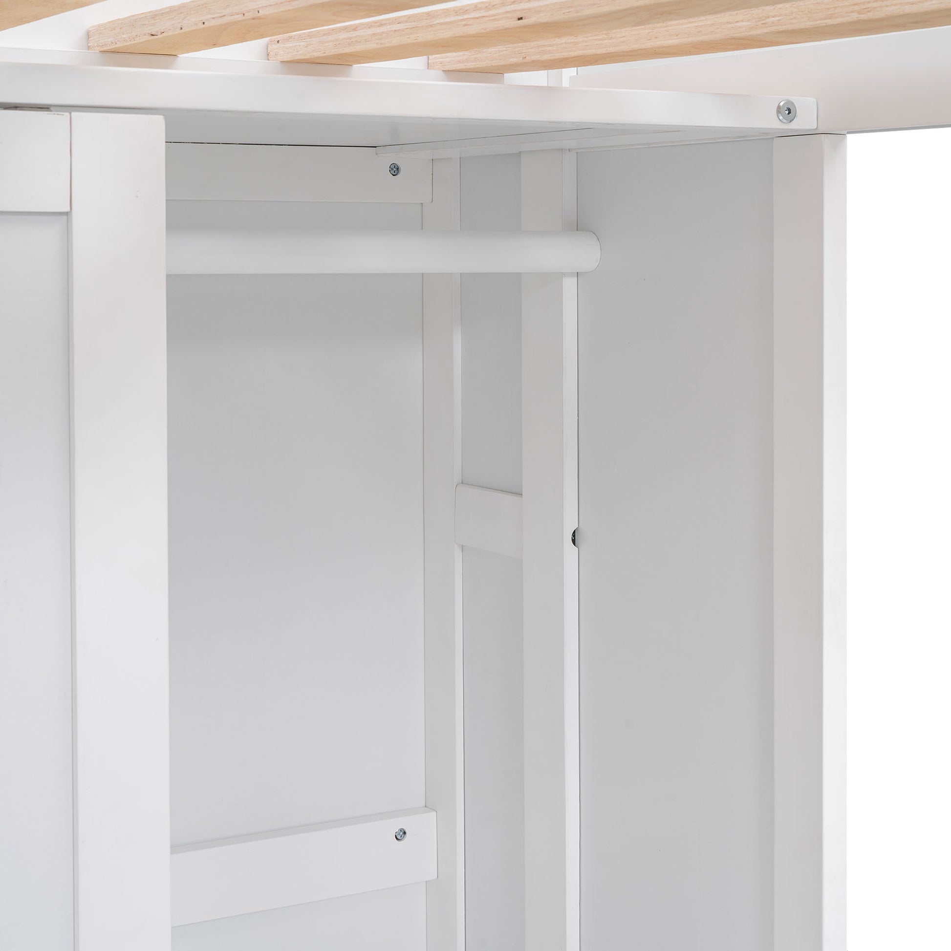 Wood Twin Size Loft Bed With Multiple Storage Shelves And Wardrobe, White Box Spring Not Required Twin White Wood Bedroom Solid Wood Mdf