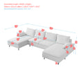 U Shaped Linen Sectional Sofa With Double Chaises,Beige Beige Foam Fabric 4 Seat