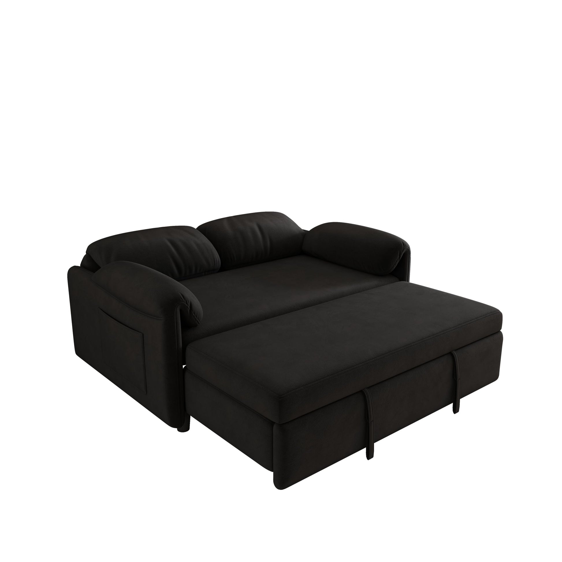 54 Inch Velvet Sofa Sofa Bed Dual Purpose Living Room Retractable Bed Black Sofa Black Velvet