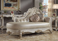 Vendome Chaise W 2 Pillows, Synthetic Leather & Antique Pearl Finish Bd01523 Antique White Pu Leather