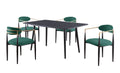 Modern Contemporary 5Pc Dining Set Black Sintered Stone Table And Green Chairs Fabric Upholstered Stylish Furniture Blackish Green Seats 4 Dining Room 60 Inches Contemporary,Modern,Ultra Modern Rectangular Dining Table With Chair Sintered Stone
