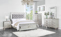 Varian Twin Bed Gray Velvet, Silver & Mirrored Finish Bd01412T Twin Silver Solid Wood Mdf