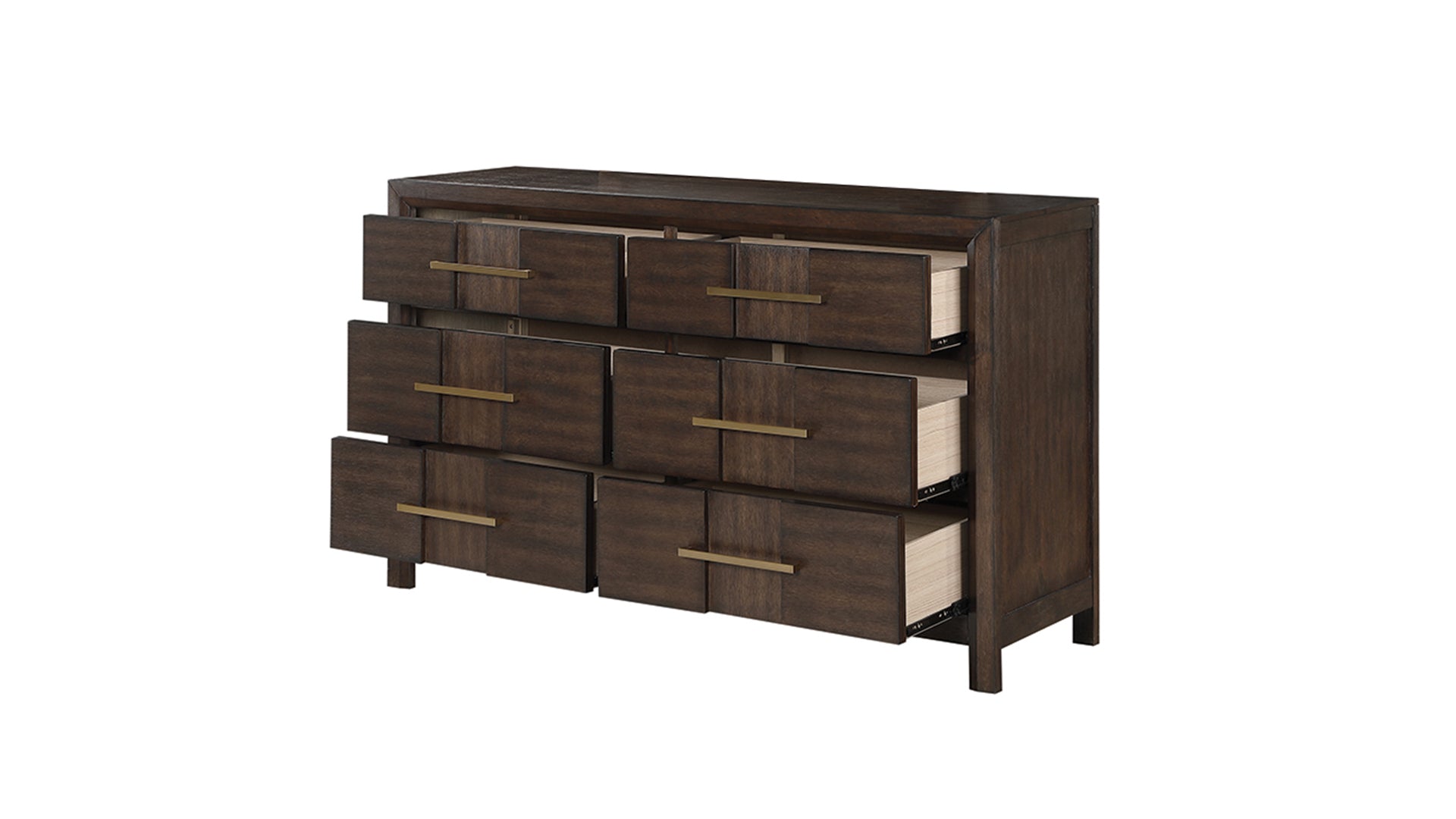 Kenzo Modern Style 6 Drawer Dresser Made With Wood In Walnut Walnut Bedroom Contemporary,Modern Solid Wood Mdf Wood