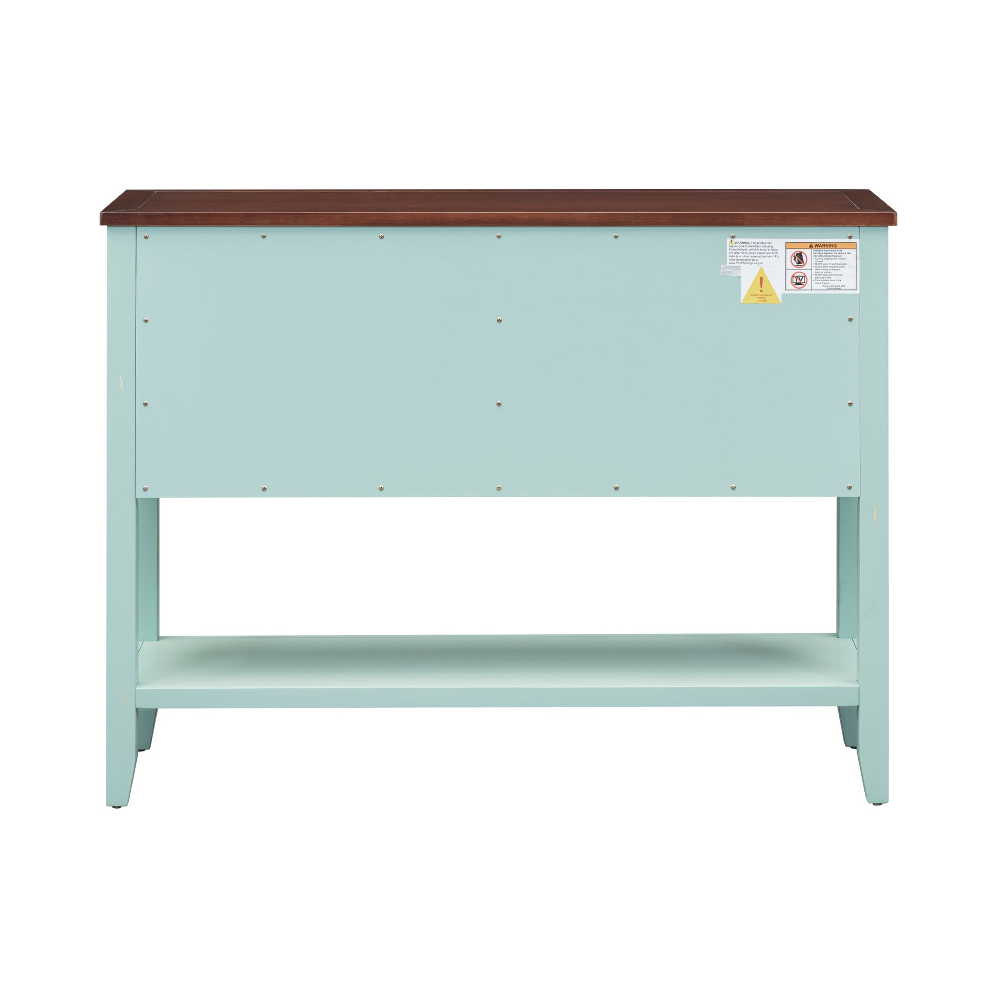 Cambridge Series Large Storage Vintage Console Table With Four Small Drawers And Bottom Shelf For Living Rooms, Entrances And Kitchens Retro Blue, Old Sku: Wf190263Aac Retro Blue Solid Wood Mdf