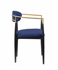 Modern Contemporary 5Pc Dining Set Black Sintered Stone Table And Blue Chairs Fabric Upholstered Stylish Furniture Black Blue Seats 4 Dining Room 60 Inches Contemporary,Modern,Ultra Modern Rectangular Dining Table With Chair Sintered Stone