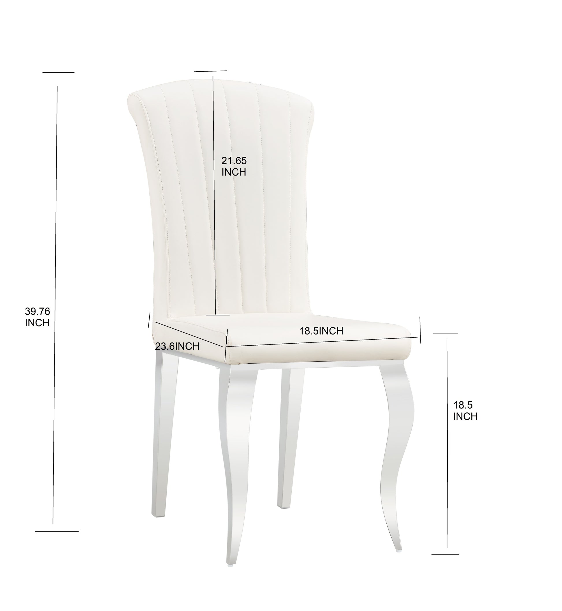 Chair Silver Leg 2Pcs Silver Grey Metal
