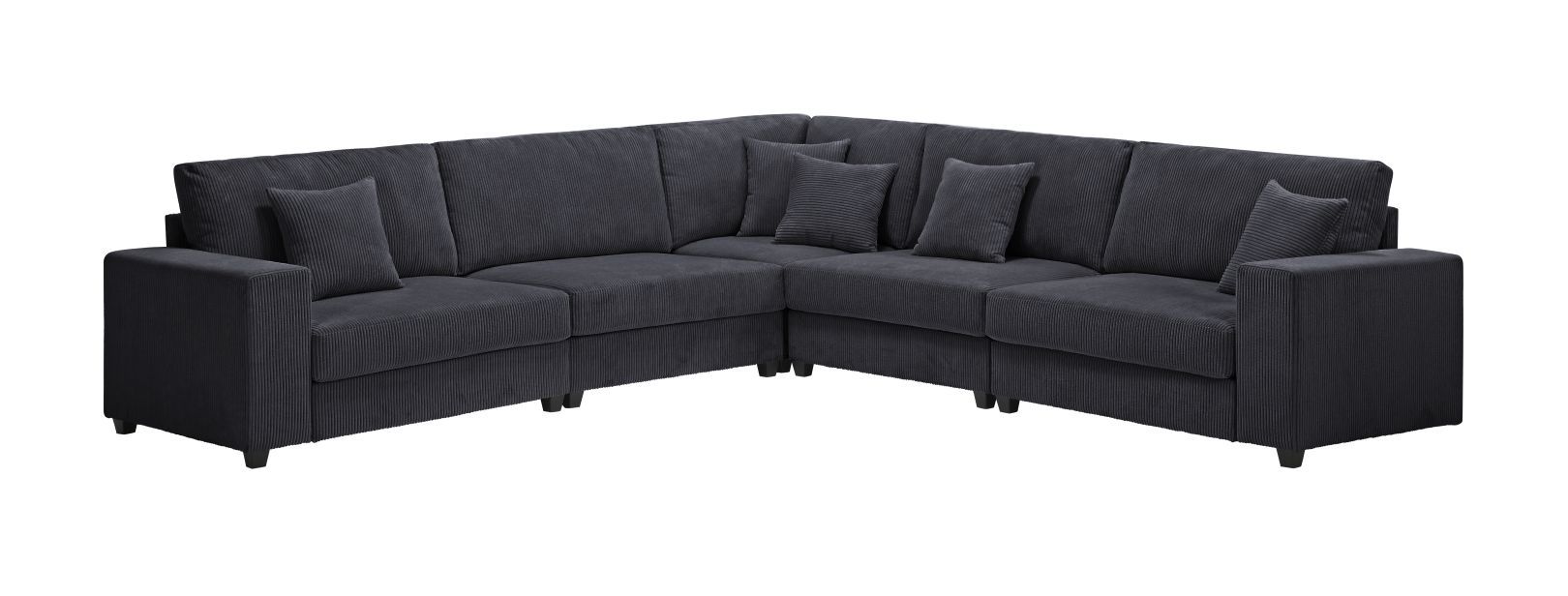 Oversized Length117.2''*Width 117.2'' Modular Sectional Sofa Couches Set ,Corduroy Upholstered Deep Seat Comfy Sofa For Living Room,Dark Gray Dark Gray Light Brown Polyester Wood Primary Living Space Medium Soft Cushion Back Modern Square Arms Wood 5