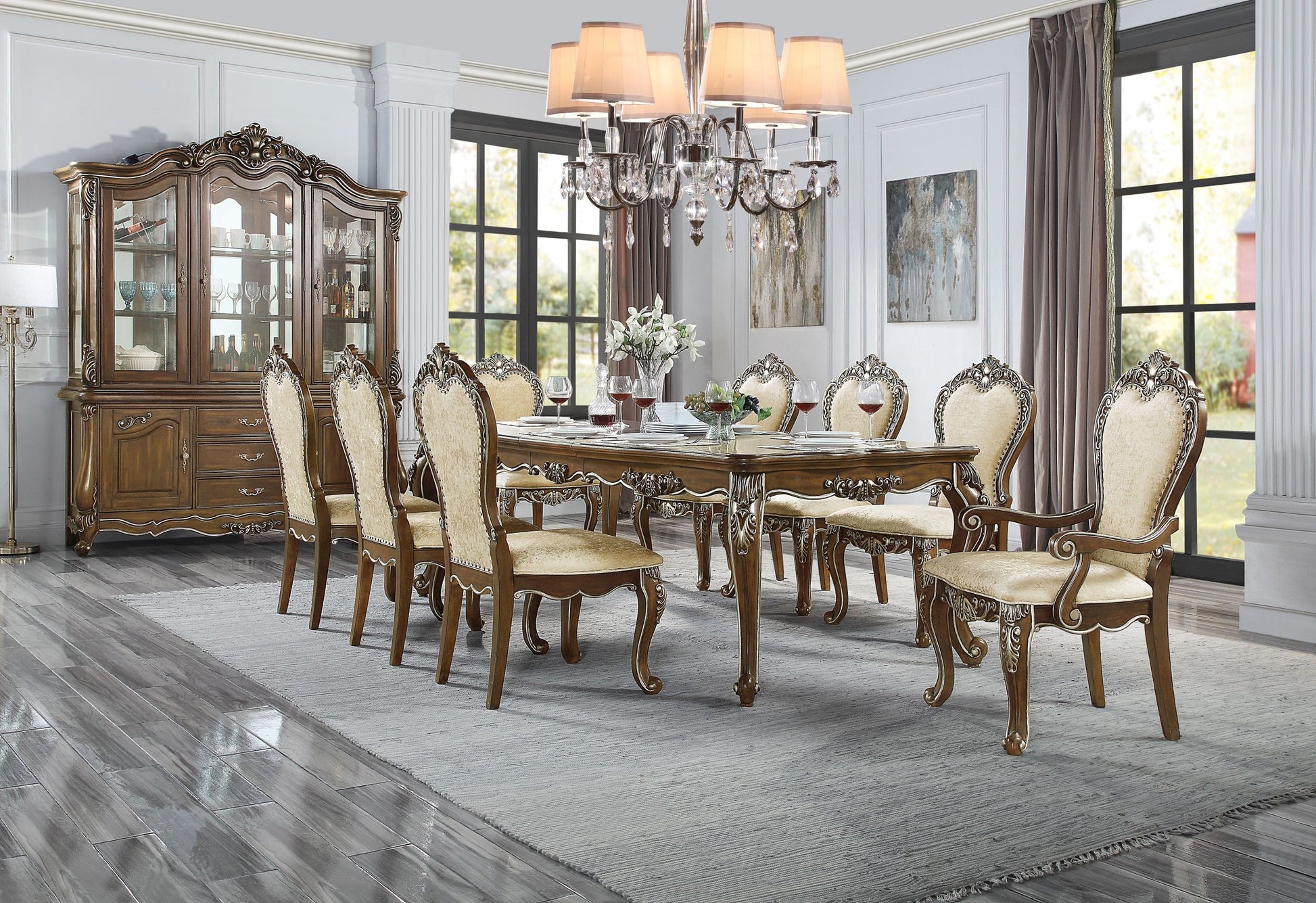 Latisha Dining Table Antique Oak Finish Dn01356 Oak Solid Wood Mdf