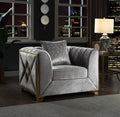 Velencia Modern Style Chair In Silver Silver Primary Living Space Modern Upholstered Wood