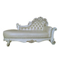 Vendome Chaise W 2 Pillows, Synthetic Leather & Antique Pearl Finish Bd01523 Antique White Pu Leather