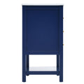 Viedo Modern 30Inch Navy Blue White Bathroom Vanity Cabinet Combo With Openstorge, Two Drawers Blue Solid Wood Mdf