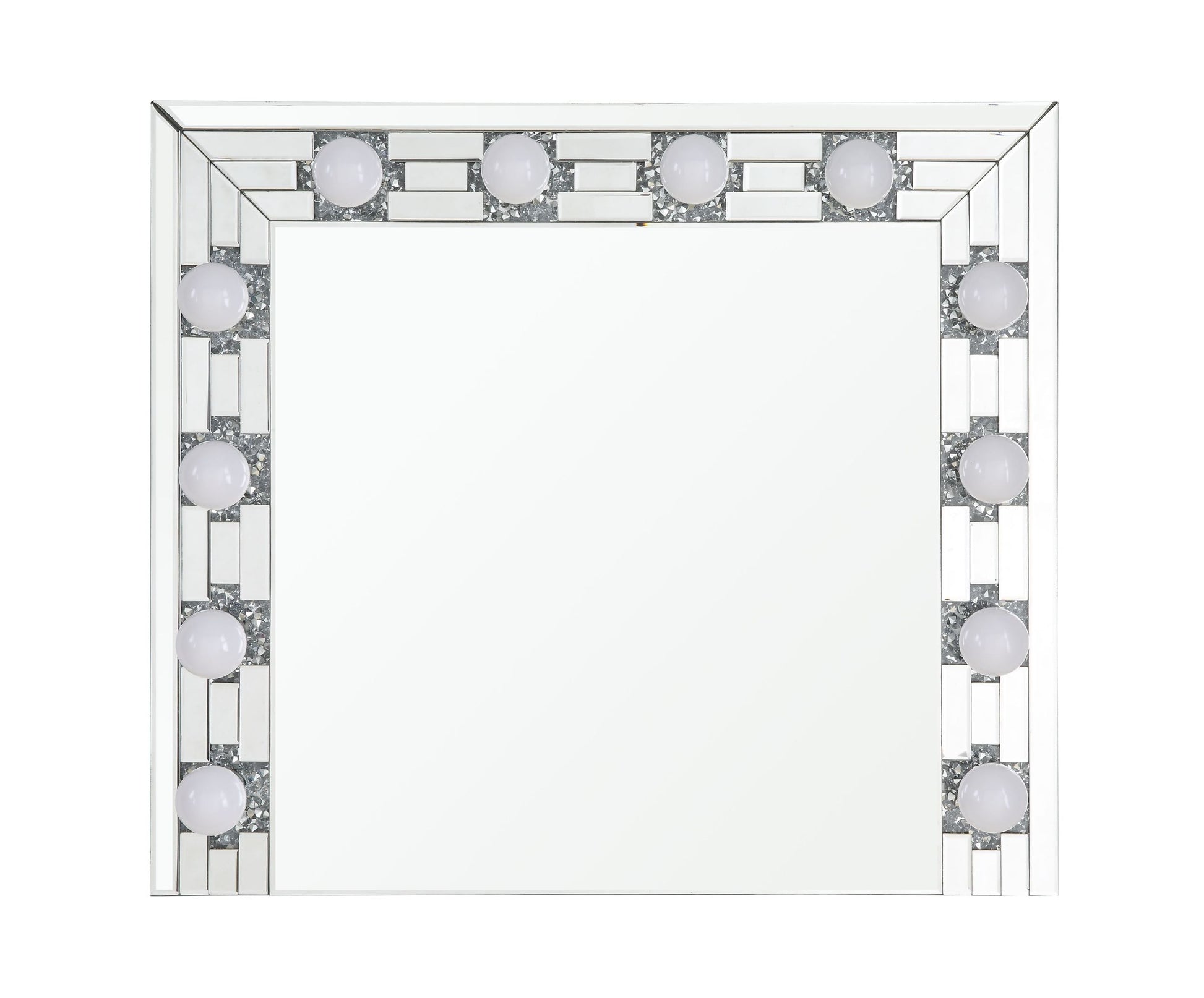 Noralie Accent Mirror Mirrored & Faux Diamonds Ac00761 Silver Glass