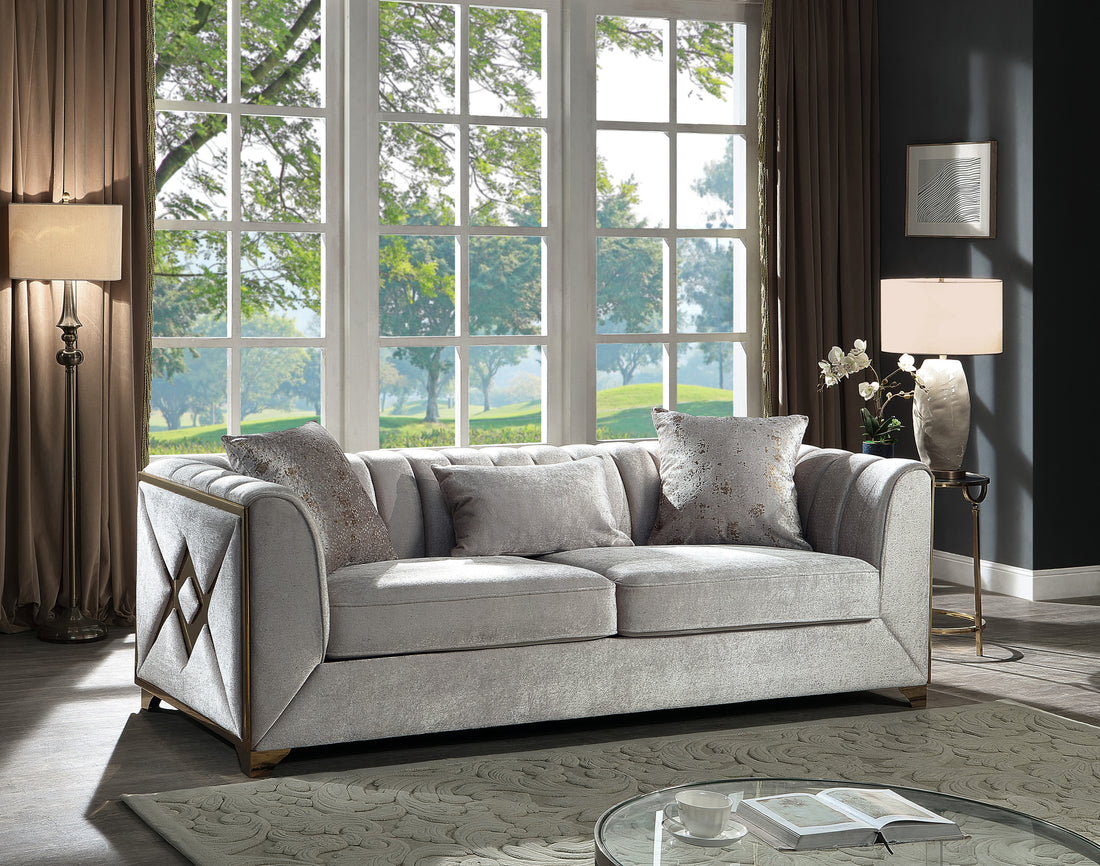 Velencia Modern Style Sofa In Cream Cream Primary Living Space Modern Upholstered Wood