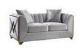 Velencia 2Pc Modern Living Room Set In Silver Silver Wood Primary Living Space Modern Upholstered Wood 5 Seat