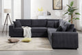 Oversized Length117.2''*Width 117.2'' Modular Sectional Sofa Couches Set ,Corduroy Upholstered Deep Seat Comfy Sofa For Living Room,Dark Gray Dark Gray Light Brown Polyester Wood Primary Living Space Medium Soft Cushion Back Modern Square Arms Wood 5